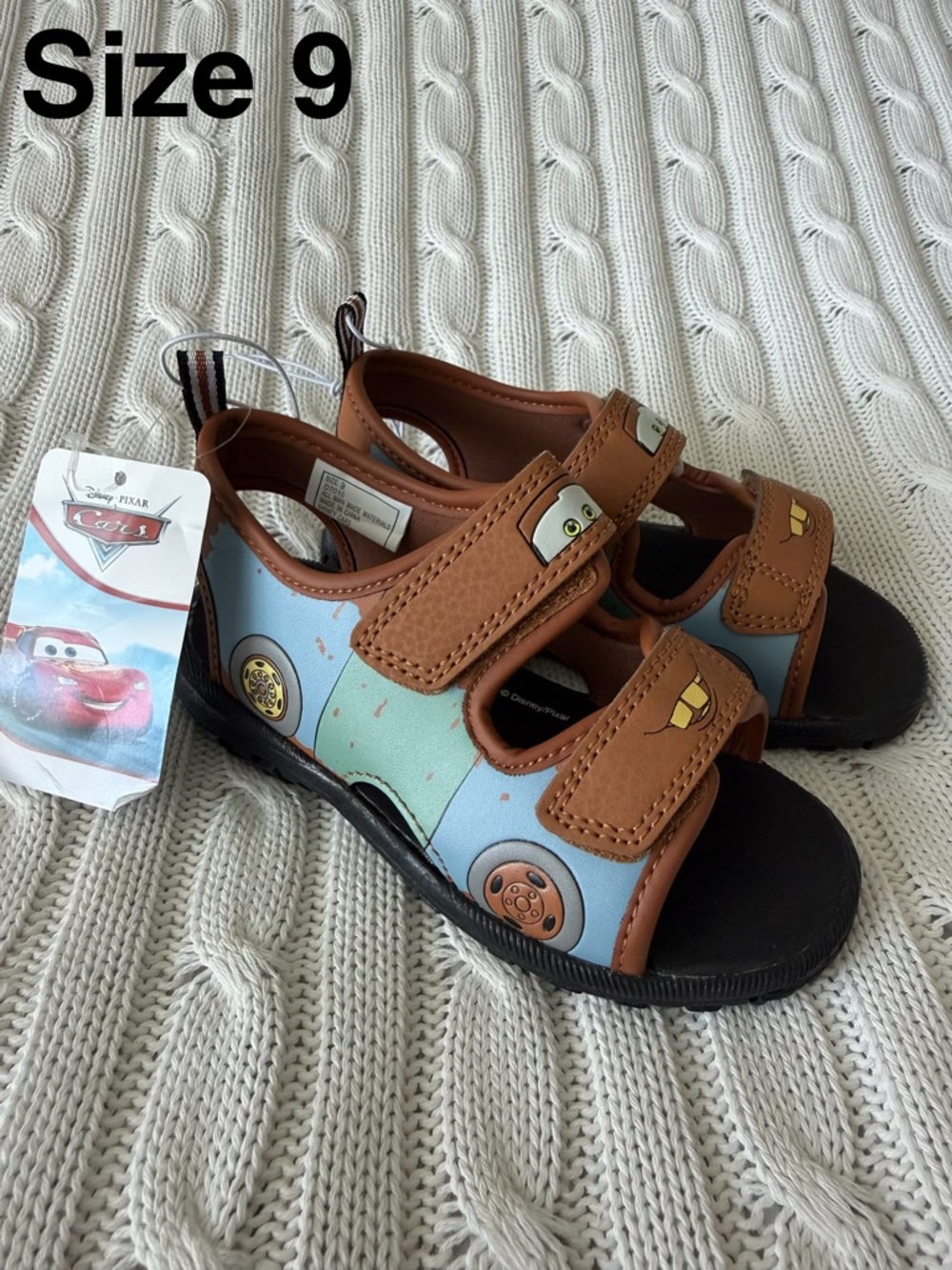 Disney Cars Tow Mater Shoes Size 9 Boys Summer Sandals Toddler NEW